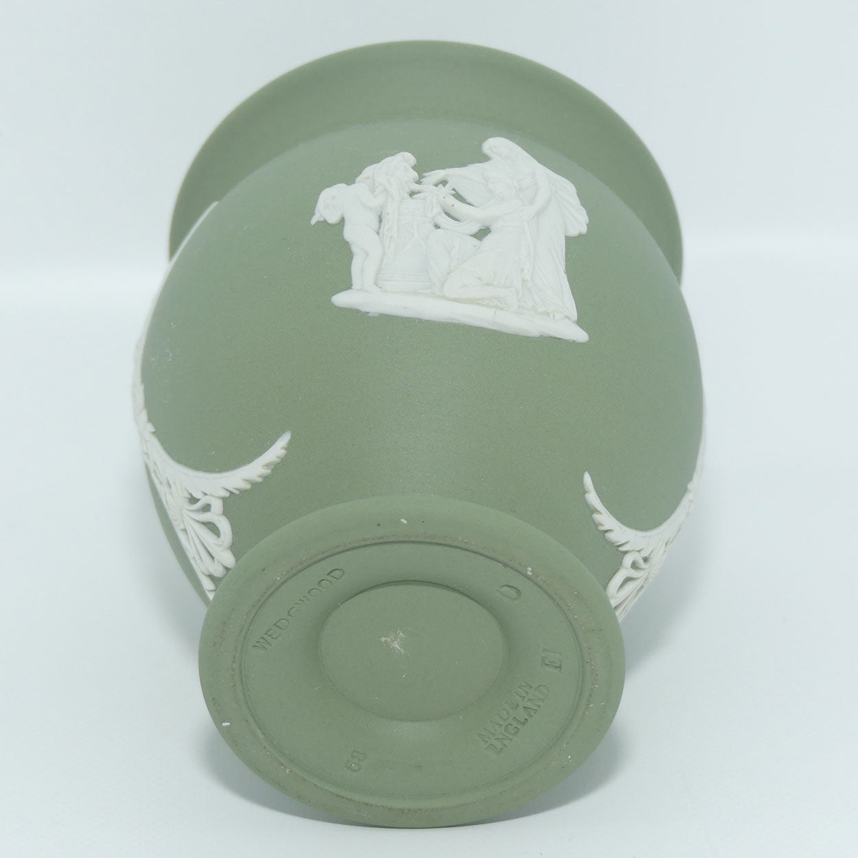 Wedgwood Jasper | White on Sage Green | Grecian Maidens and Pegasus vase