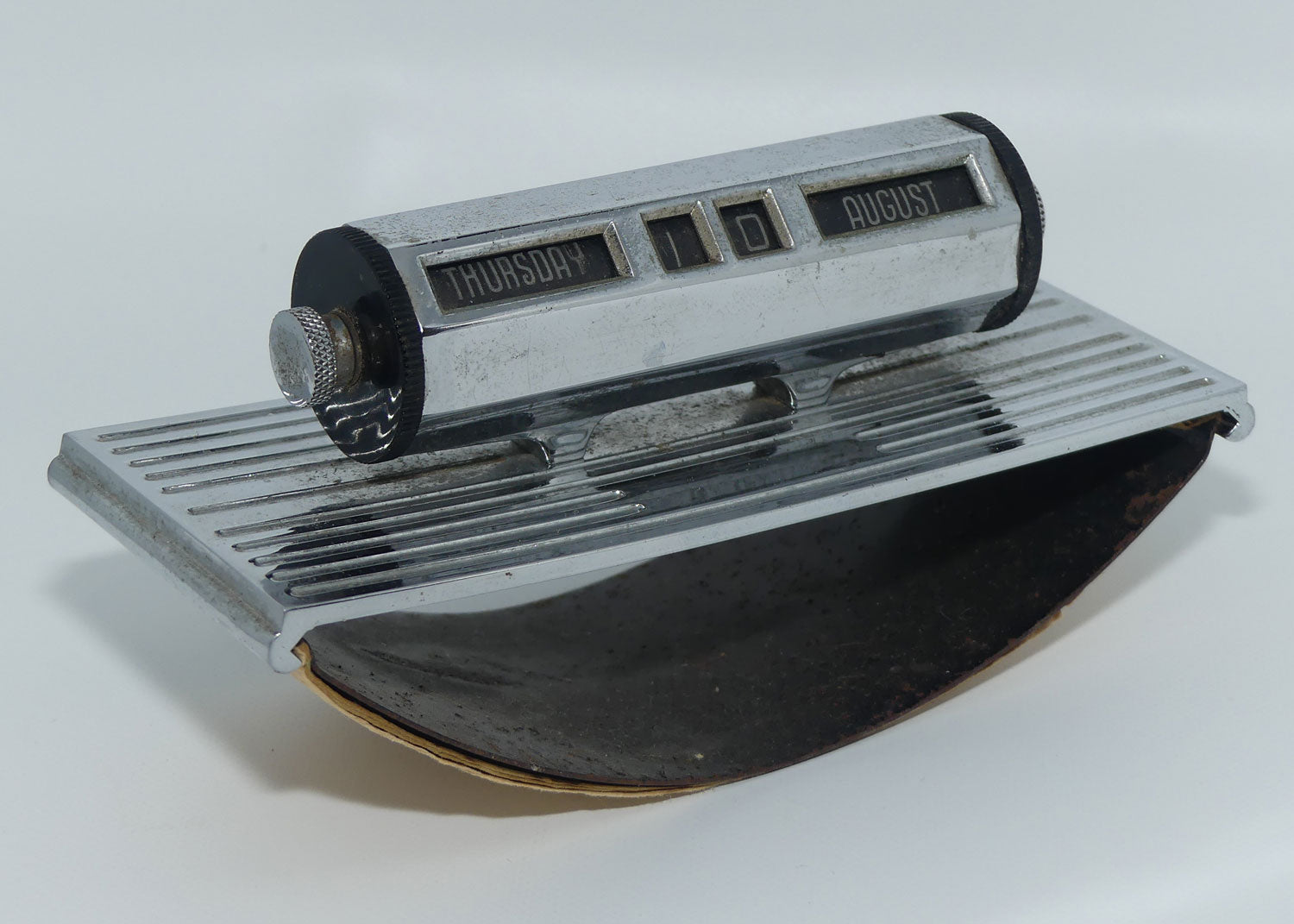 Mid Century Chrome Perpetual Calendar Blotter