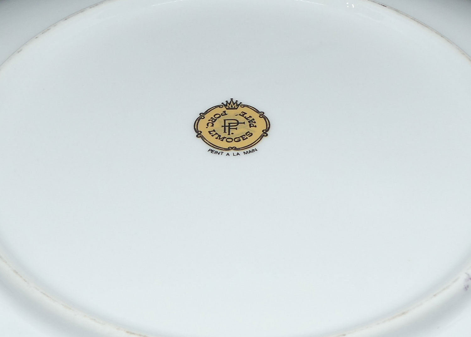 Pate Porc. PF Limoges large floral plate | Artist signed