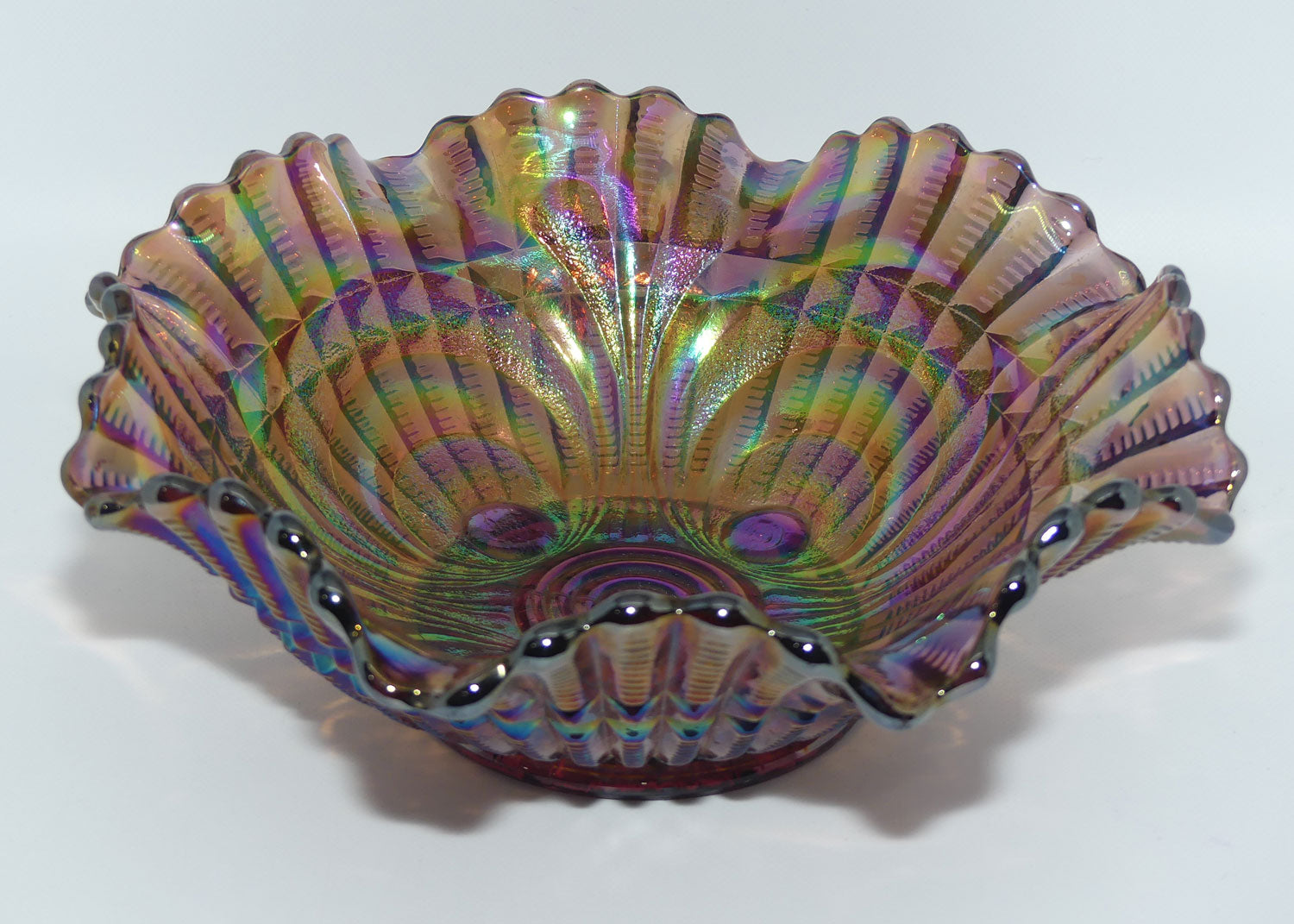 carnival-glass-bowl-imperial-scroll-embossed-plum
