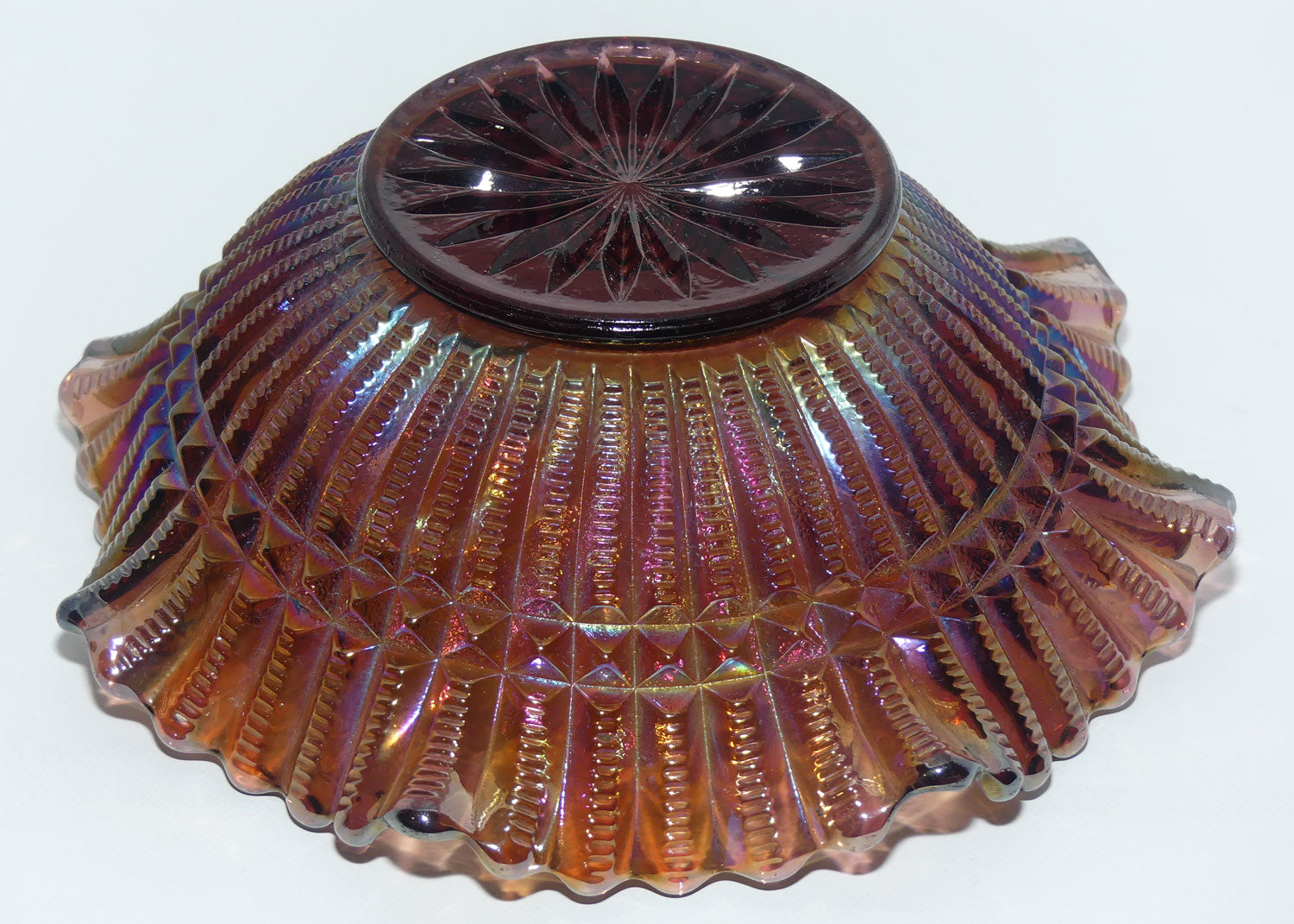 carnival-glass-bowl-imperial-scroll-embossed-plum