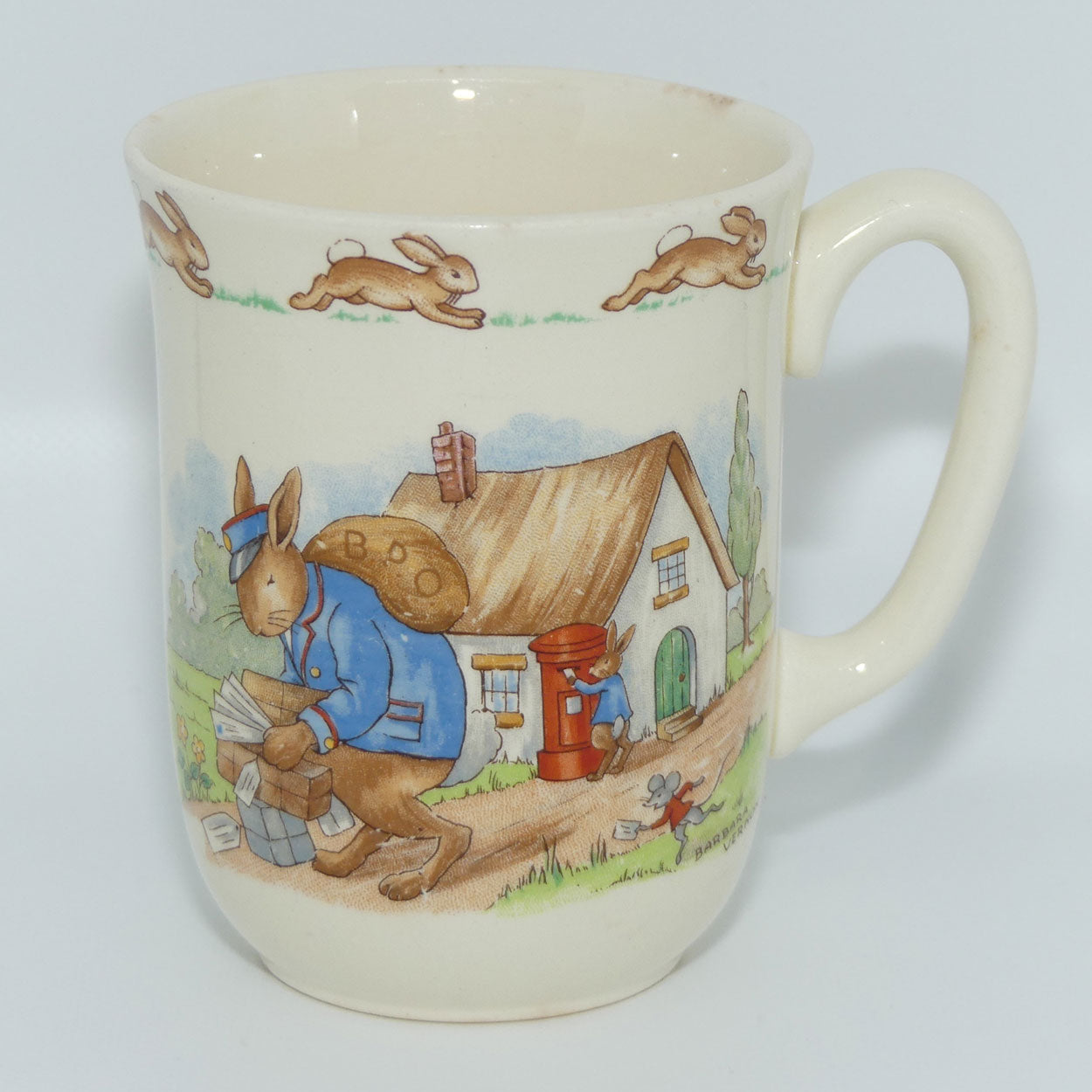 Royal Doulton Bunnykins Postman Delivering Letters | Writing Letters handled Don beaker | signed