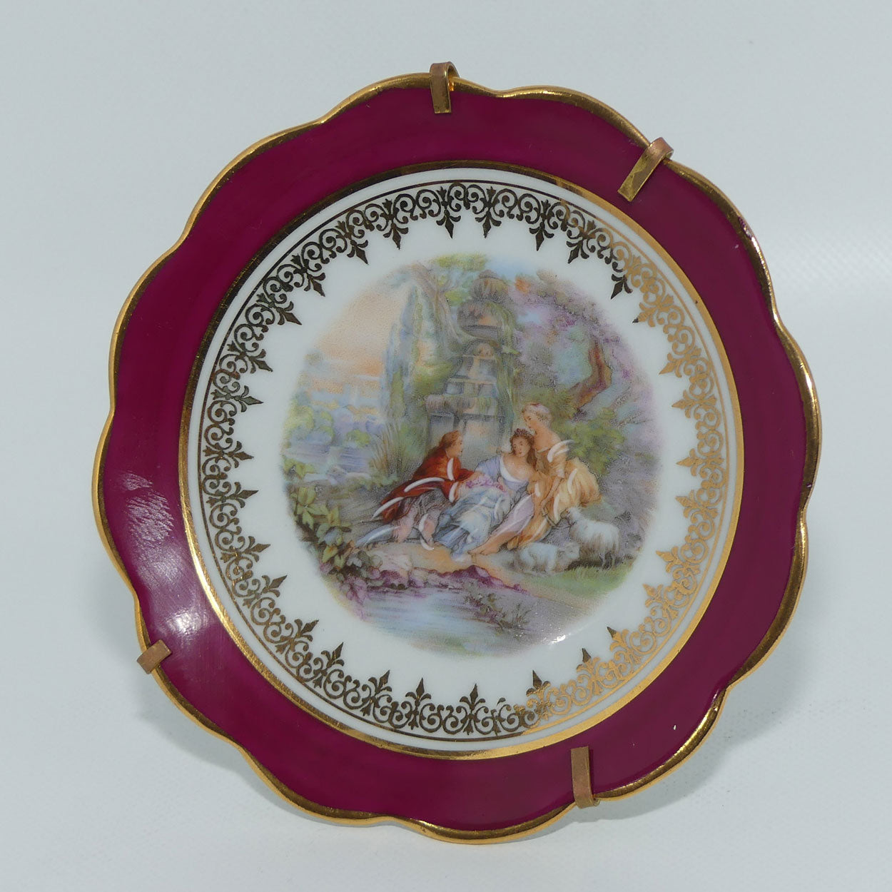 monarch-porcelain-dart-limoges-france-traditional-courting-couple-plate-in-stand