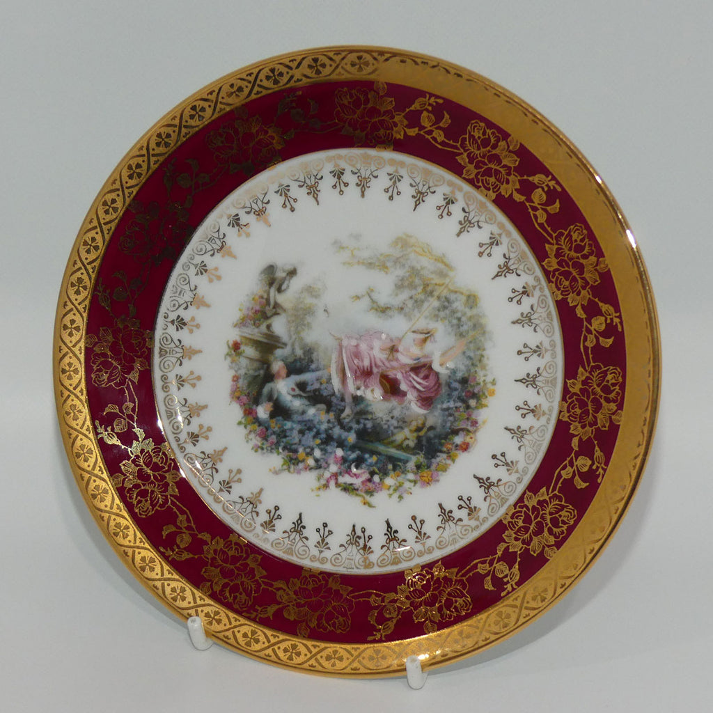 rehausst-main-limoges-or-france-courting-plate-rouge-16cm