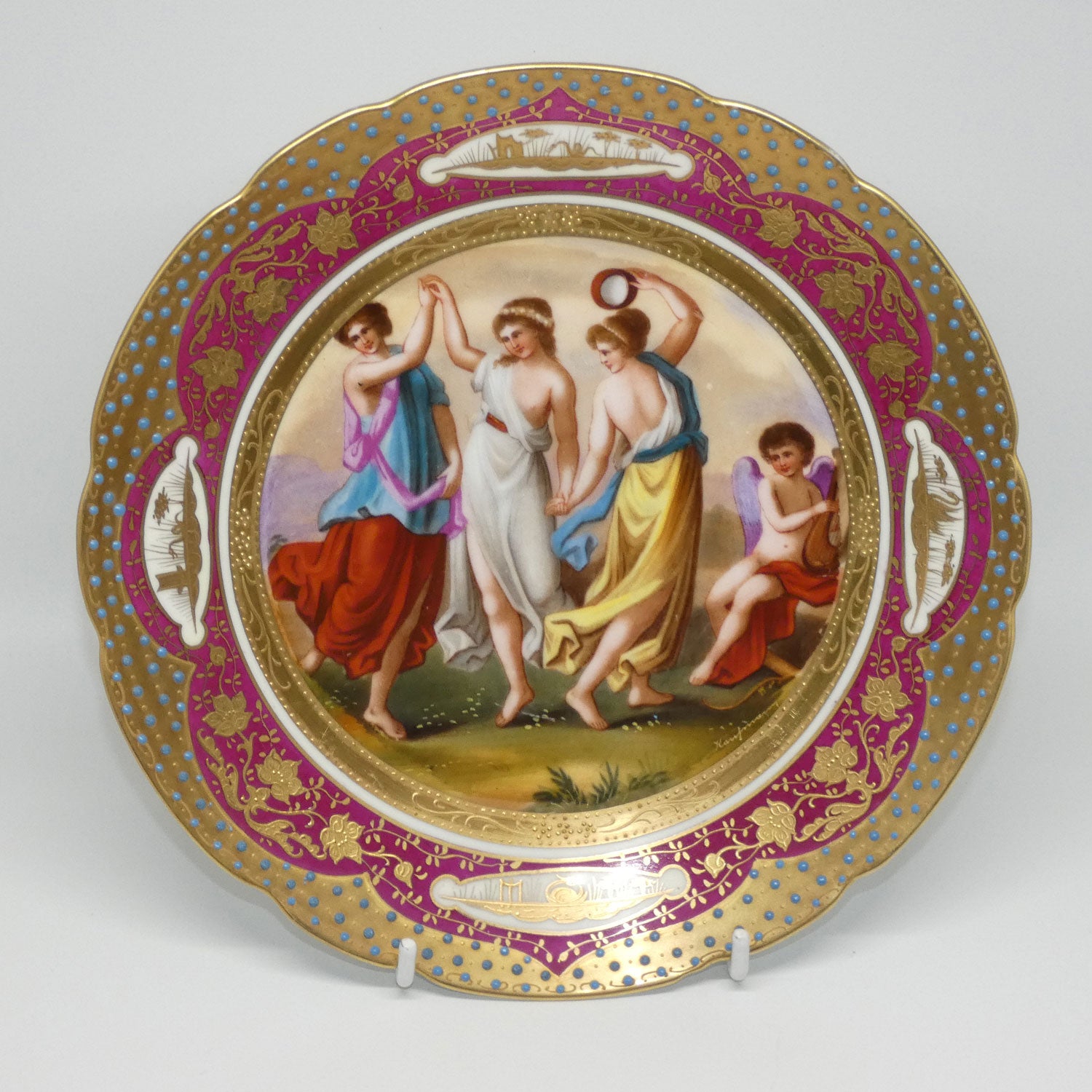 royal-vienna-plate-4-sanzende-nympfen-signed-kaufmann