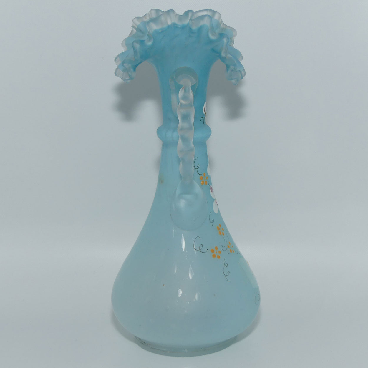 Victorian Satin Glass jug | Hand painted floral decor