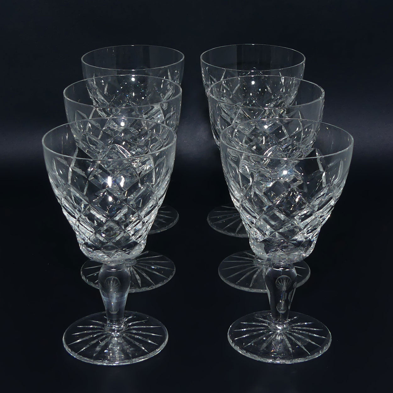 Fine quality Diamond cut Sherry glasses | Star to base | set 6 | 100ml