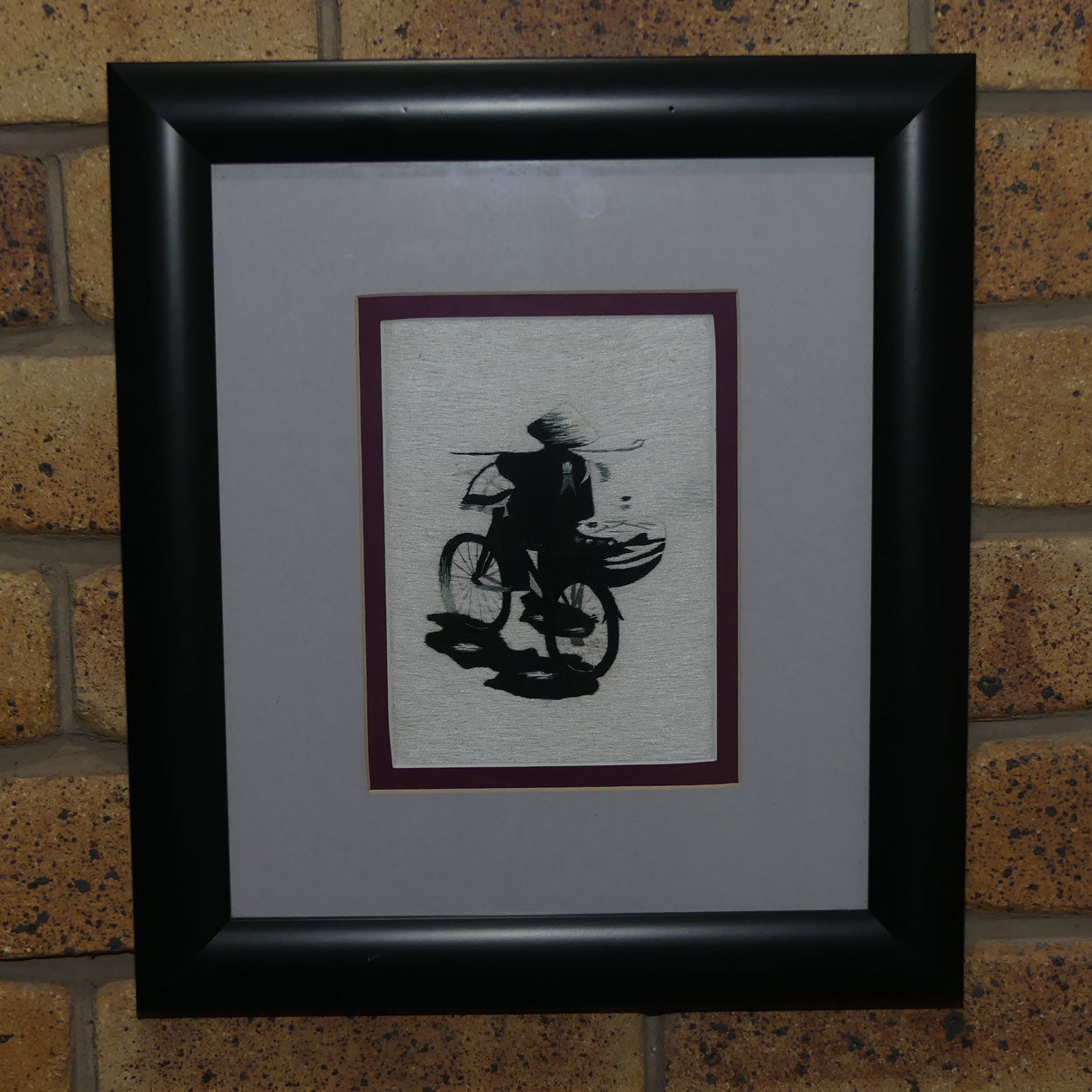 framed-silk-embroidery-asian-gent-on-scooter