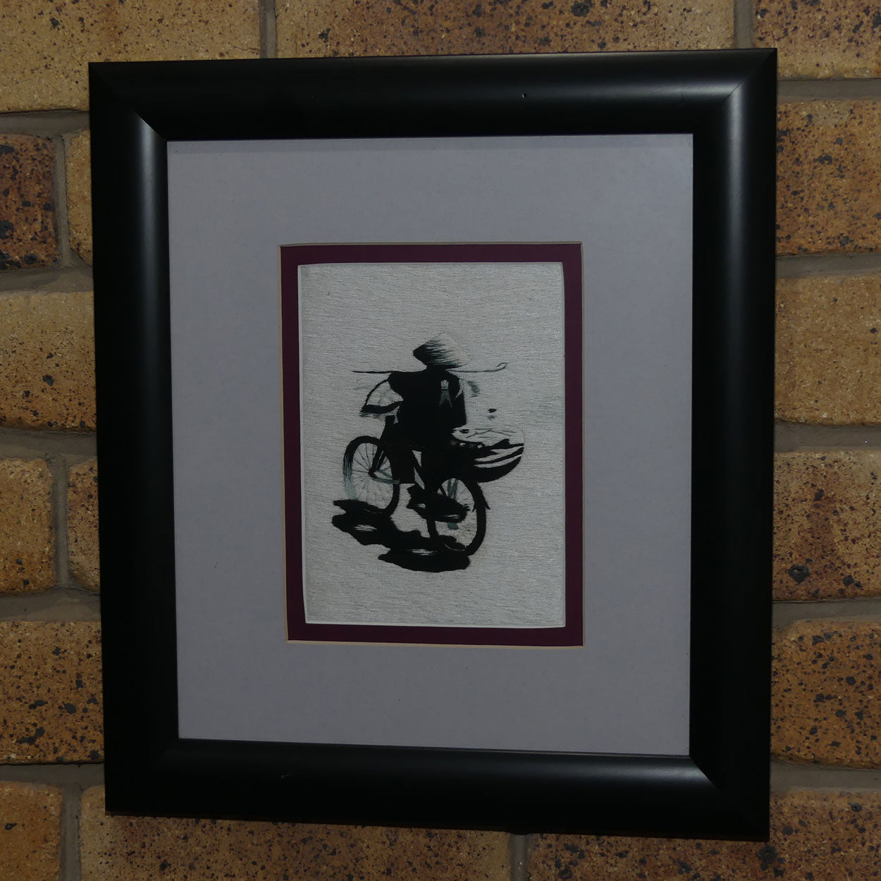 framed-silk-embroidery-asian-gent-on-scooter