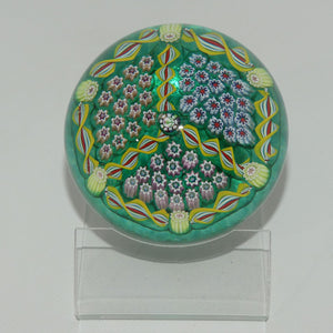 john-deacons-scotland-millefiori-tripe-spoke-hub-small-paperweight-emerald