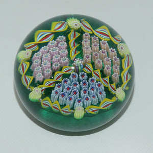 john-deacons-scotland-millefiori-tripe-spoke-hub-small-paperweight-emerald