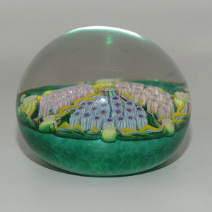 john-deacons-scotland-millefiori-tripe-spoke-hub-small-paperweight-emerald