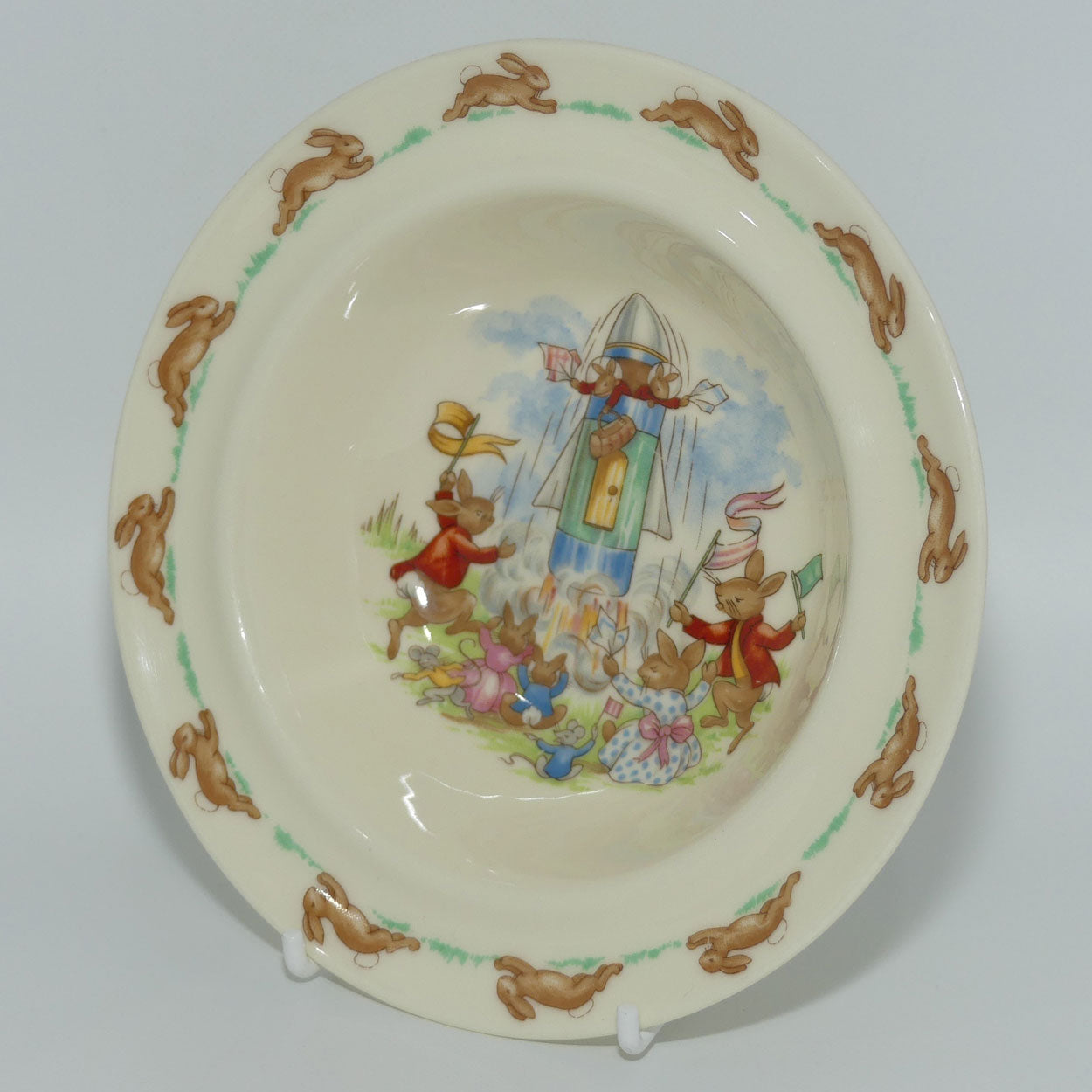Royal Doulton Bunnykins Tableware Space Rocket Launch rimmed bowl