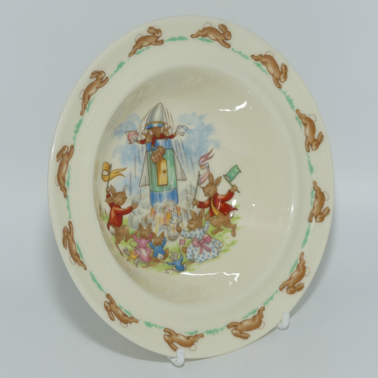 Royal Doulton Bunnykins Tableware Space Rocket Launch rimmed bowl