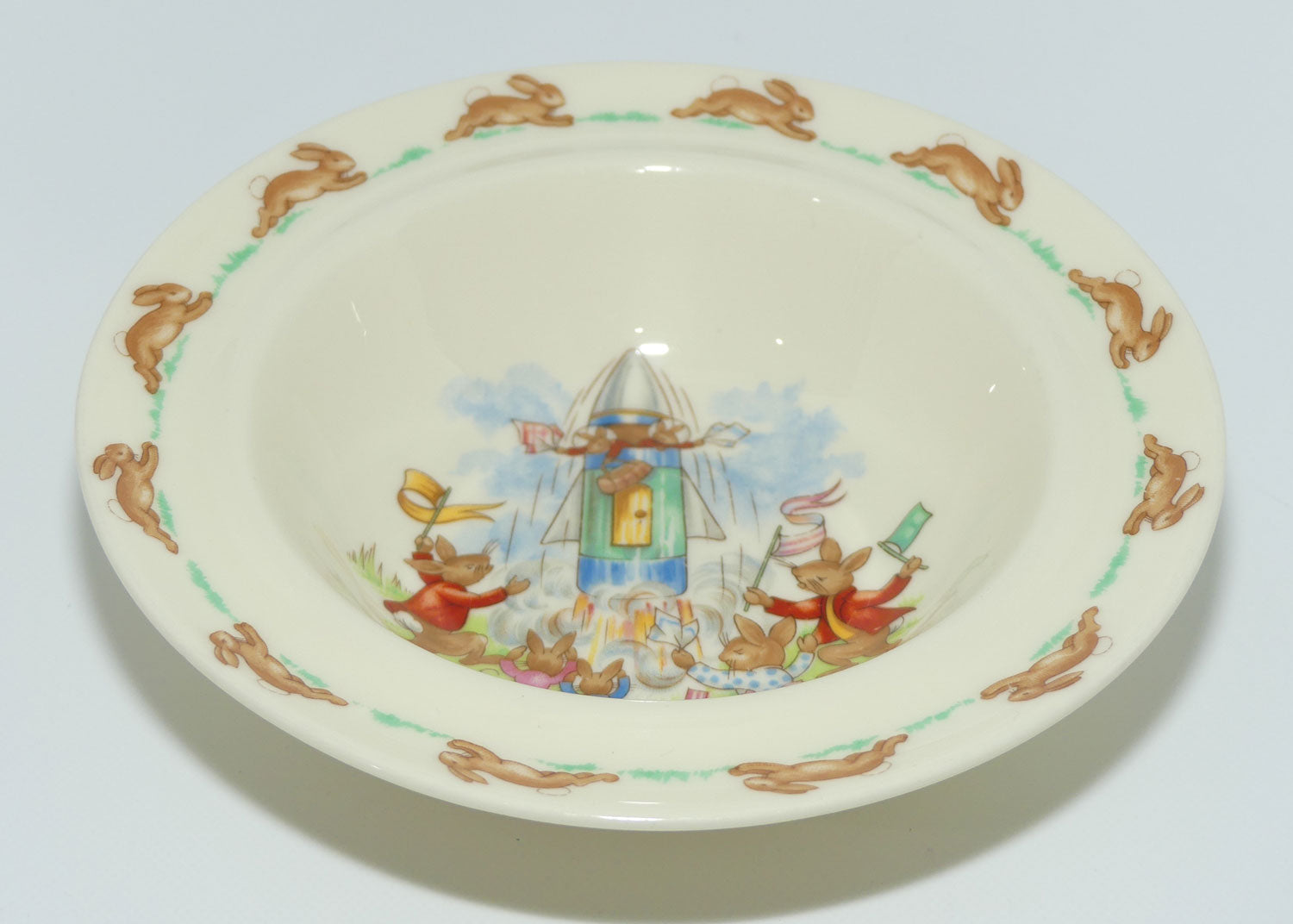 Royal Doulton Bunnykins Tableware Space Rocket Launch rimmed bowl