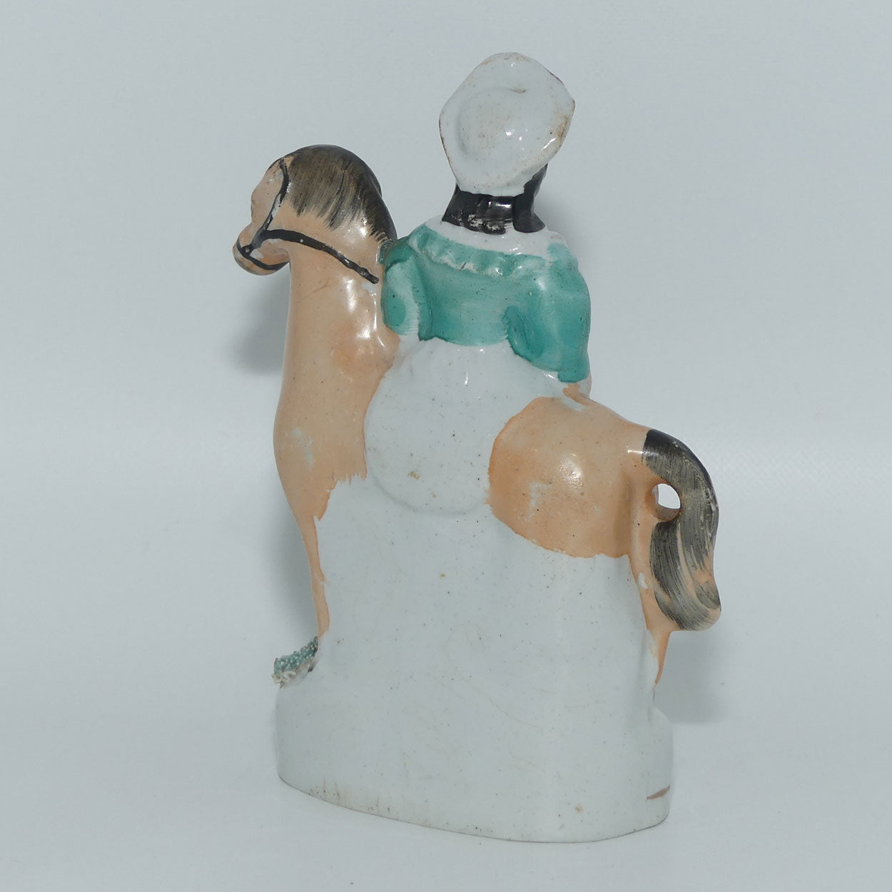 Antique Staffordshire Pottery Pair of Flatback Figures | Man and Lady on Horses