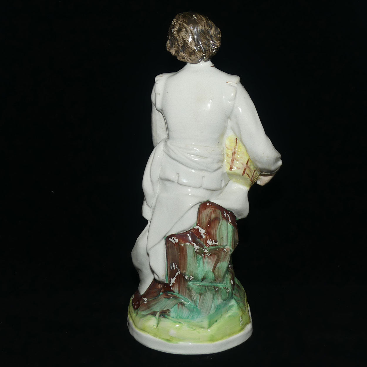 Antique Staffordshire Pottery Man Holding Basket of Grapes | Large