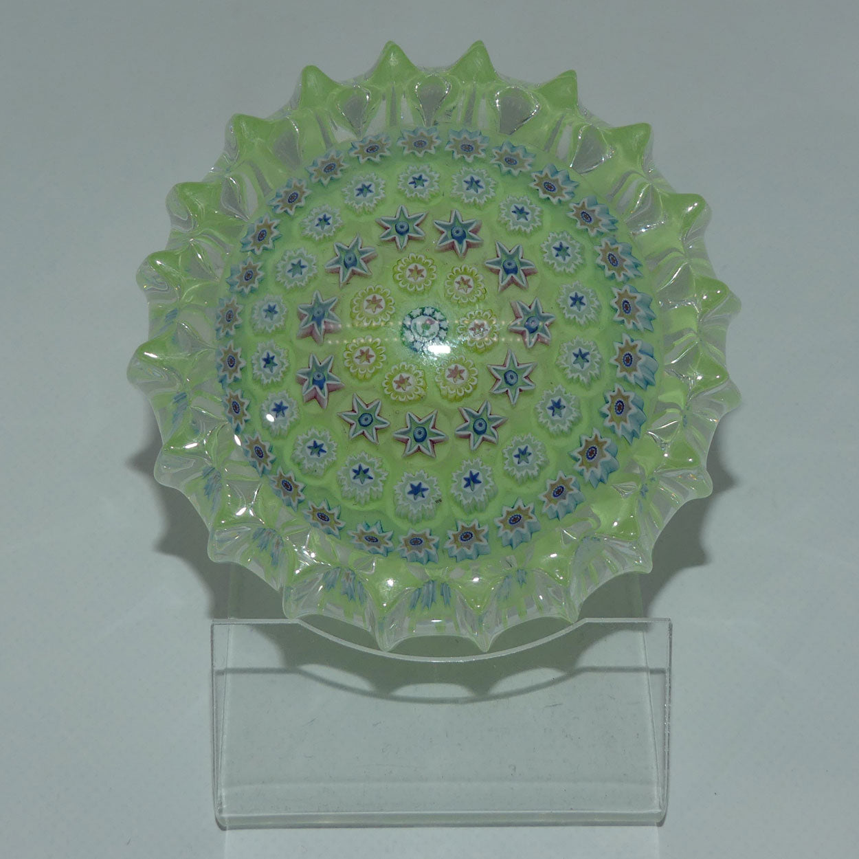 john-deacons-scotland-millefiori-concentric-ribbed-paperweight-tea-green