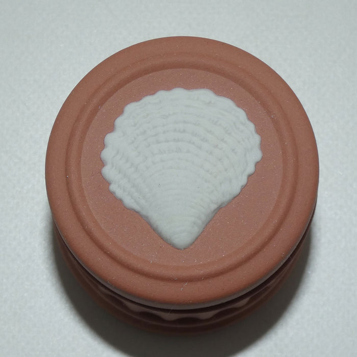 Wedgwood Jasper | Shell miniature box #2 | White on Terra Cotta