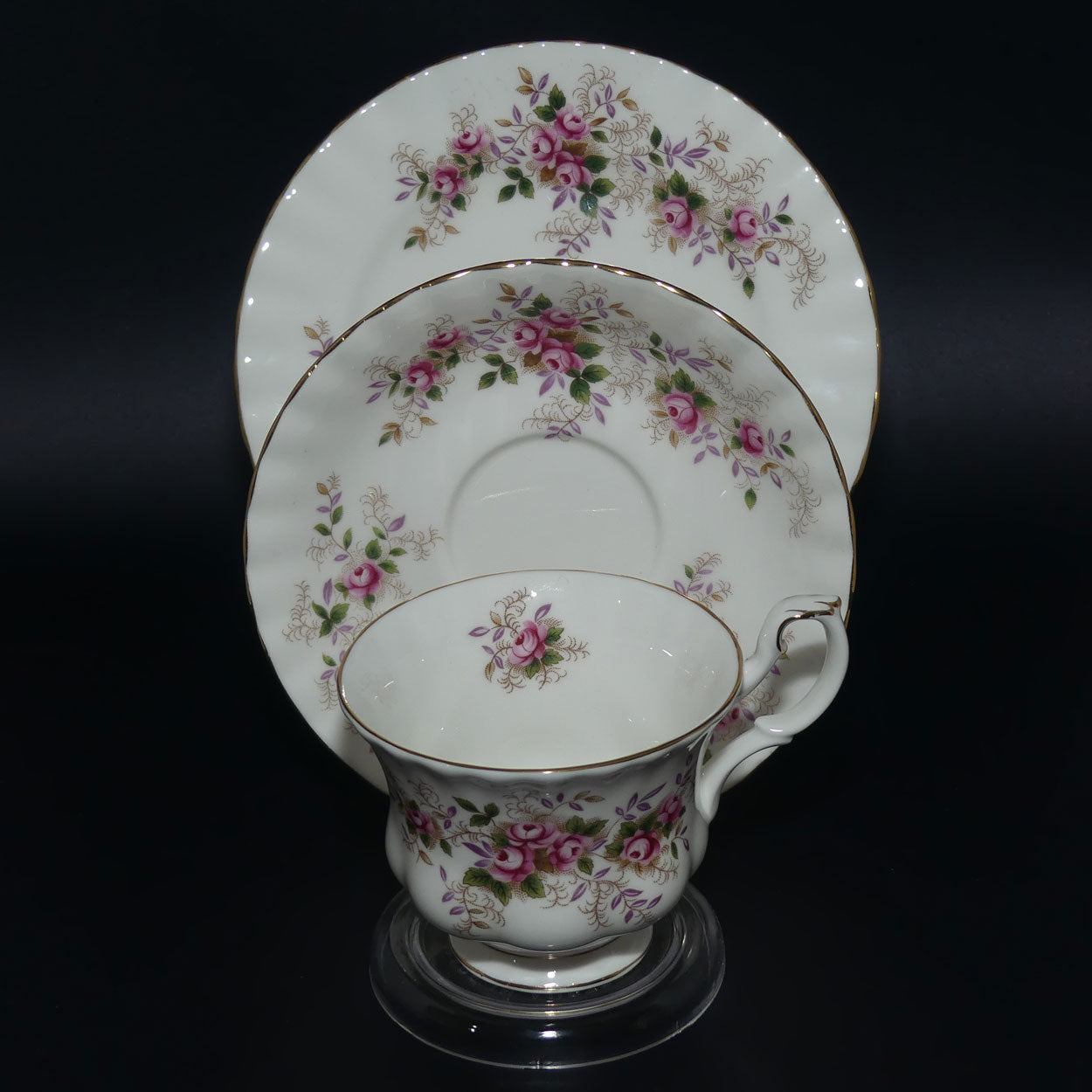 Royal Albert Bone China England Lavender Rose trio | later backstamp