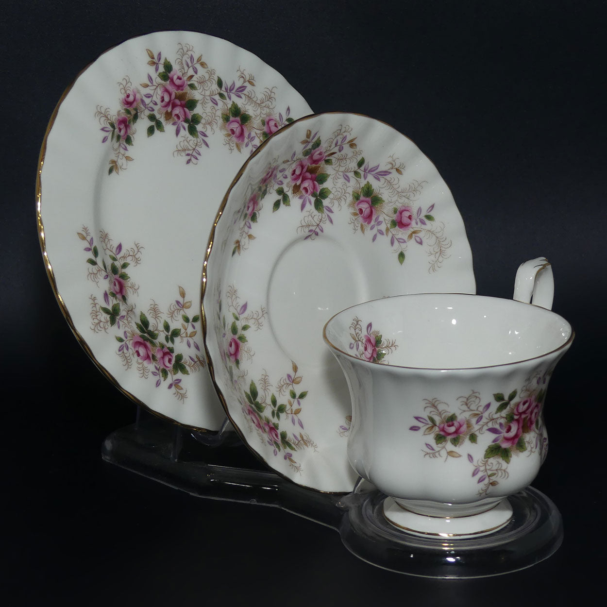 Royal Albert Bone China England Lavender Rose trio | later backstamp