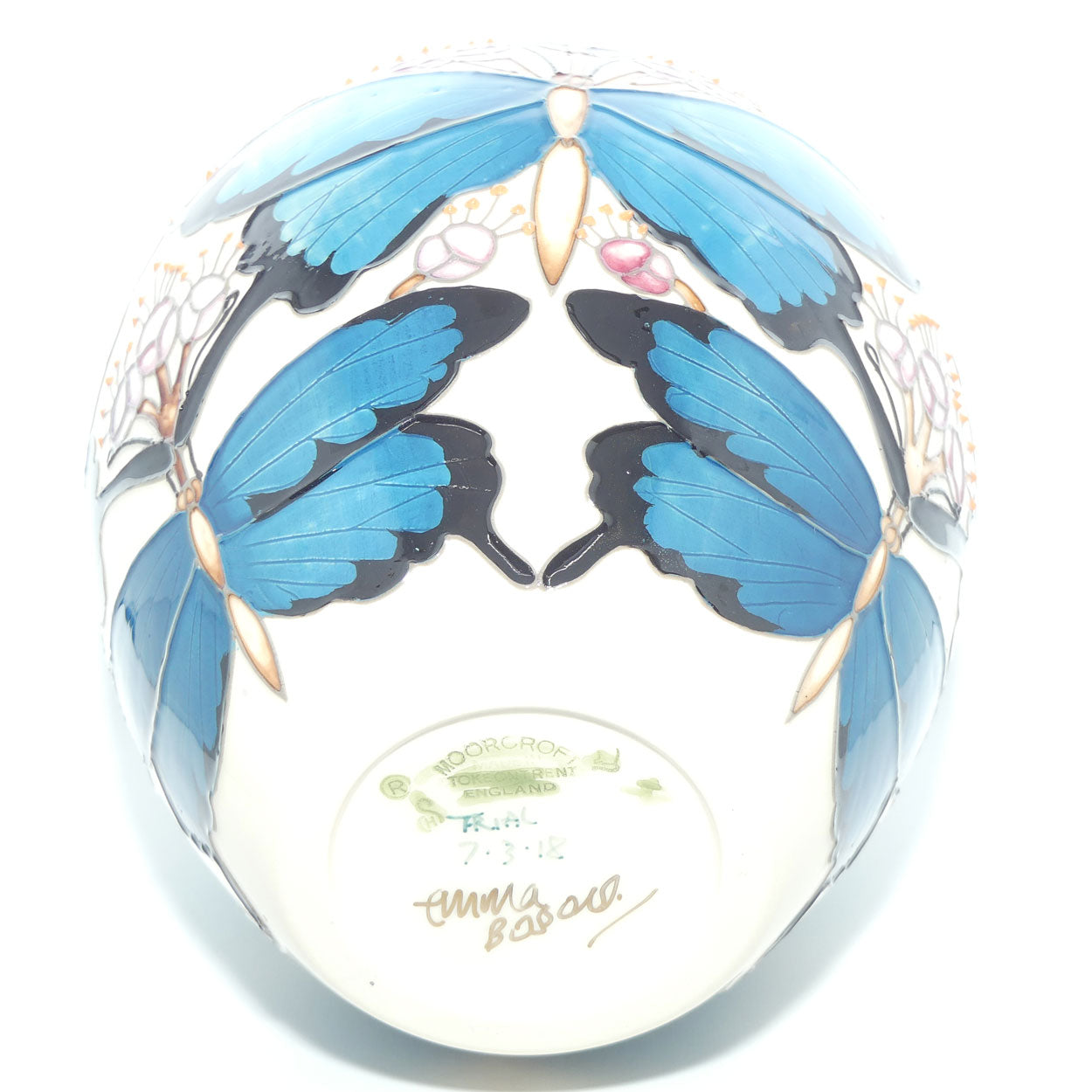 Moorcroft Pottery | Ulysses Butterfly on Ivory 3/8 vase Trial | Australian Design