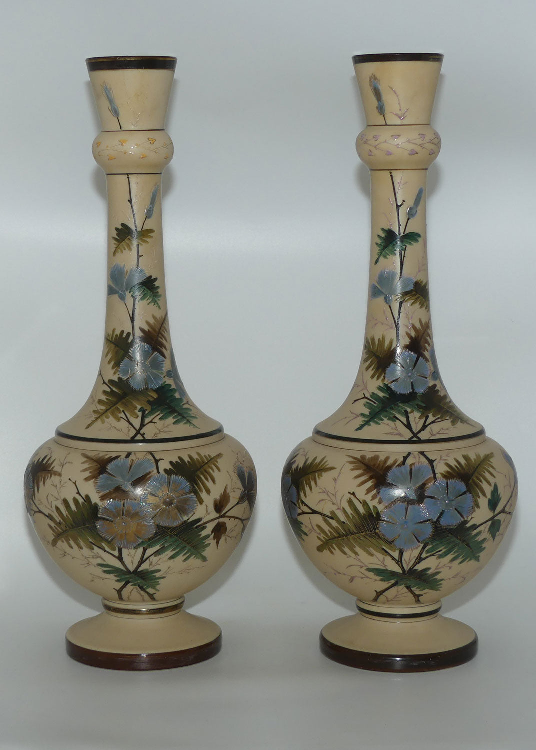 pair-tall-victorian-hand-painted-custard-glass-mantle-vases