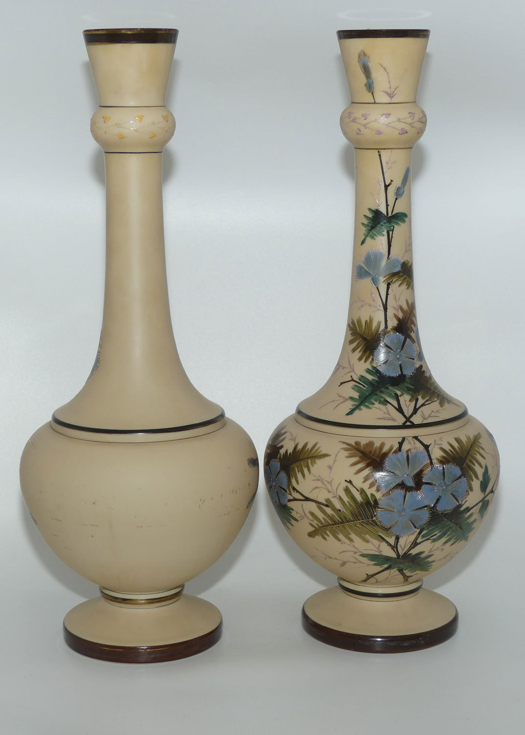 pair-tall-victorian-hand-painted-custard-glass-mantle-vases