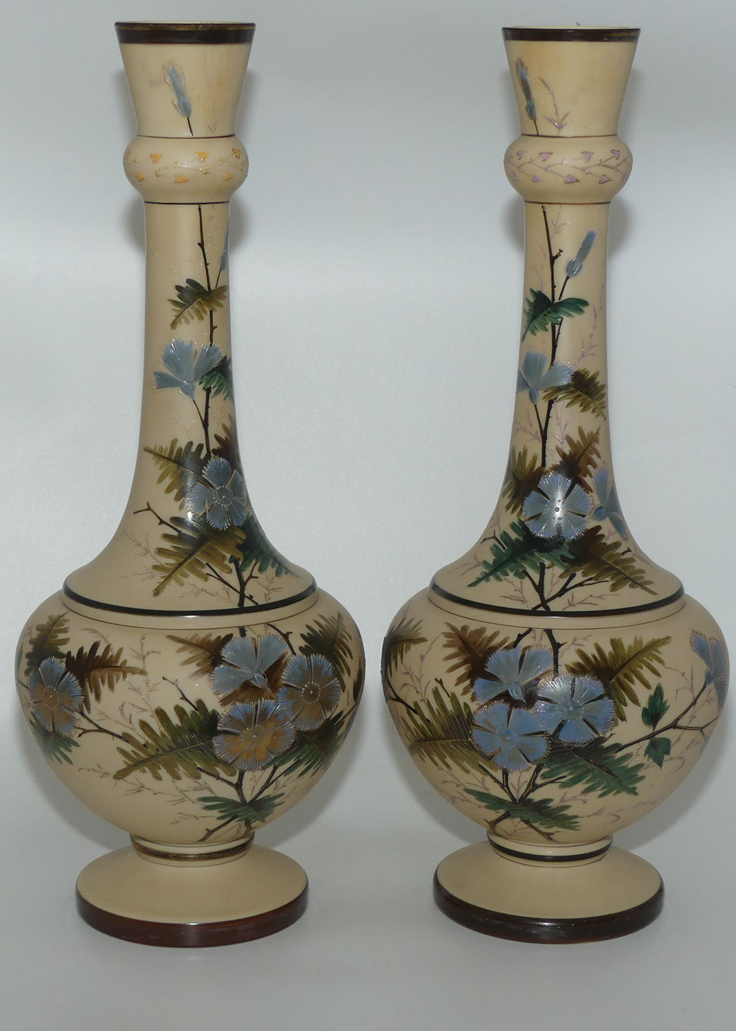 pair-tall-victorian-hand-painted-custard-glass-mantle-vases