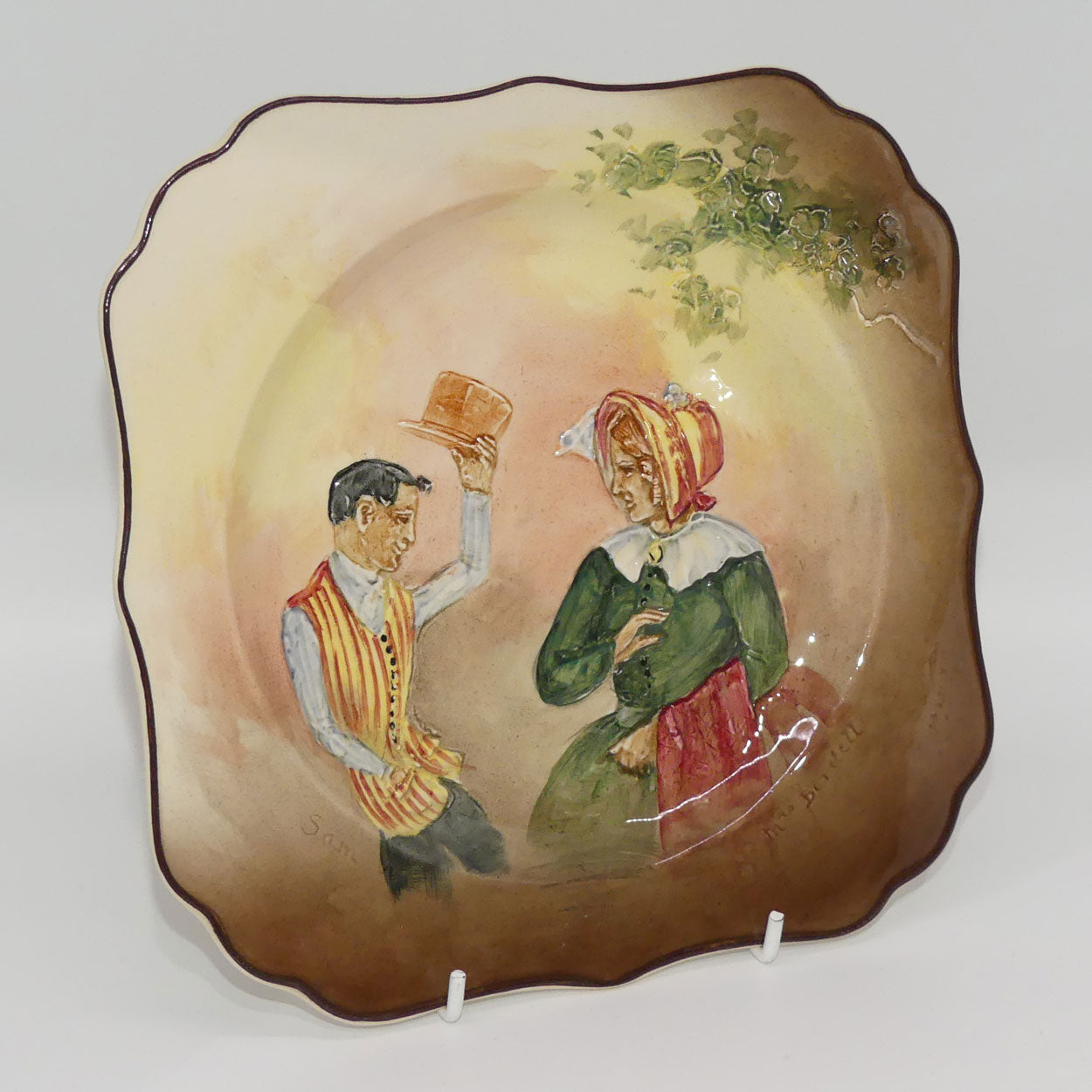 royal-doulton-dickens-sam-weller-mrs-bardell-low-relief-plate-d5833